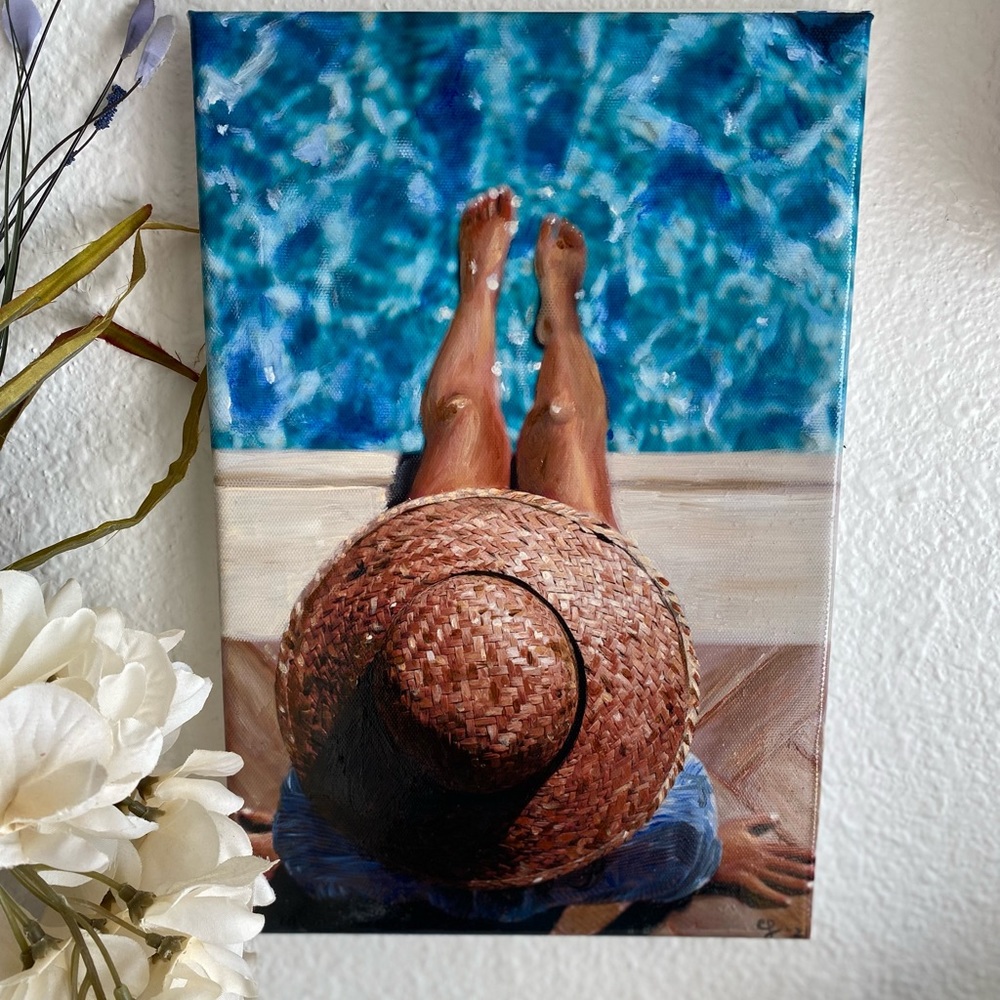 12x8 original oil painting titled ‘Pool Days’